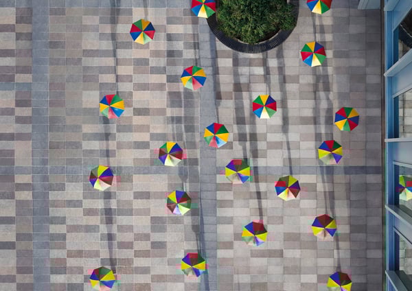 aerial of L&G umbrellas