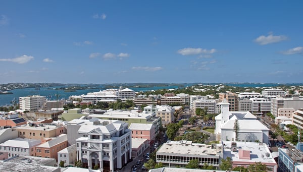 landscape view across the rooftops of Hamilton in Bermuda