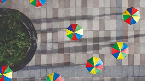 Legal & General umbrellas as seen from above