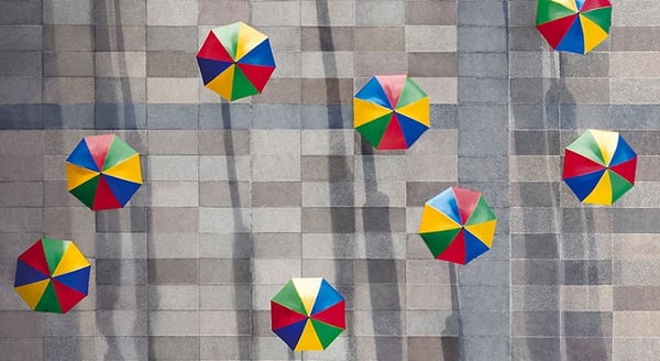 Umbrellas on the ground