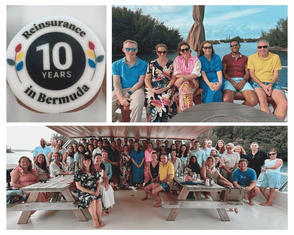 Legal and General Reinsurance photos aboard the boat for their 10th anniversary celebration