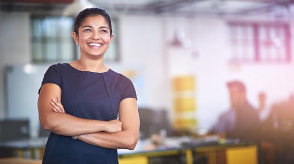 A woman standing in an office