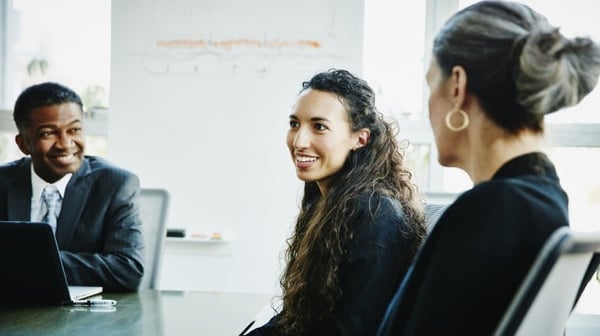 Two people in a meeting